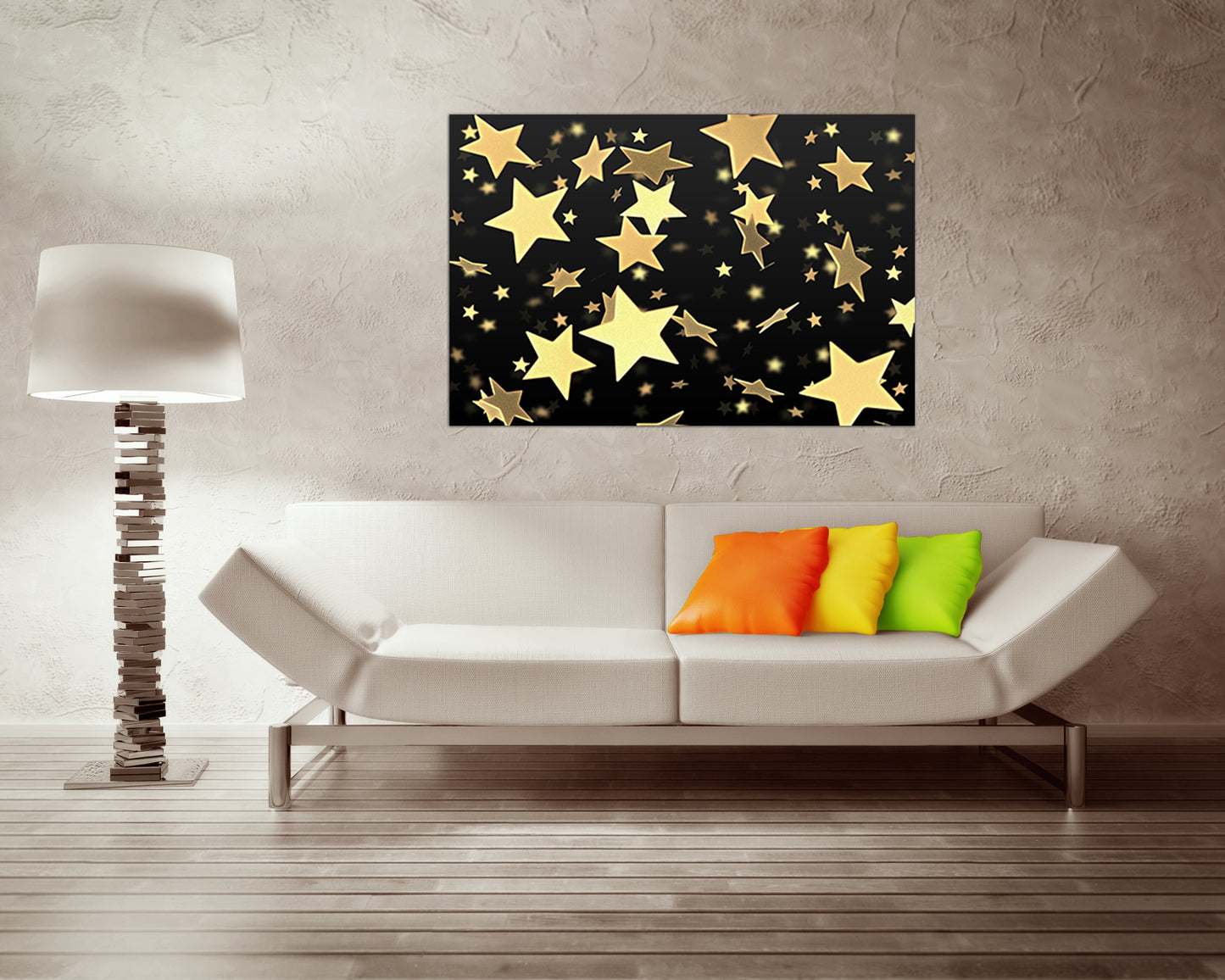 Gold Stars canvas Abstract wall art Rainbow decor Abstraction gift print