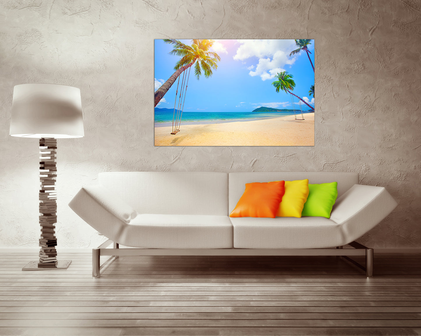 Ocean canvas Beach wall art Palm trees print Nature artwork Travel gift