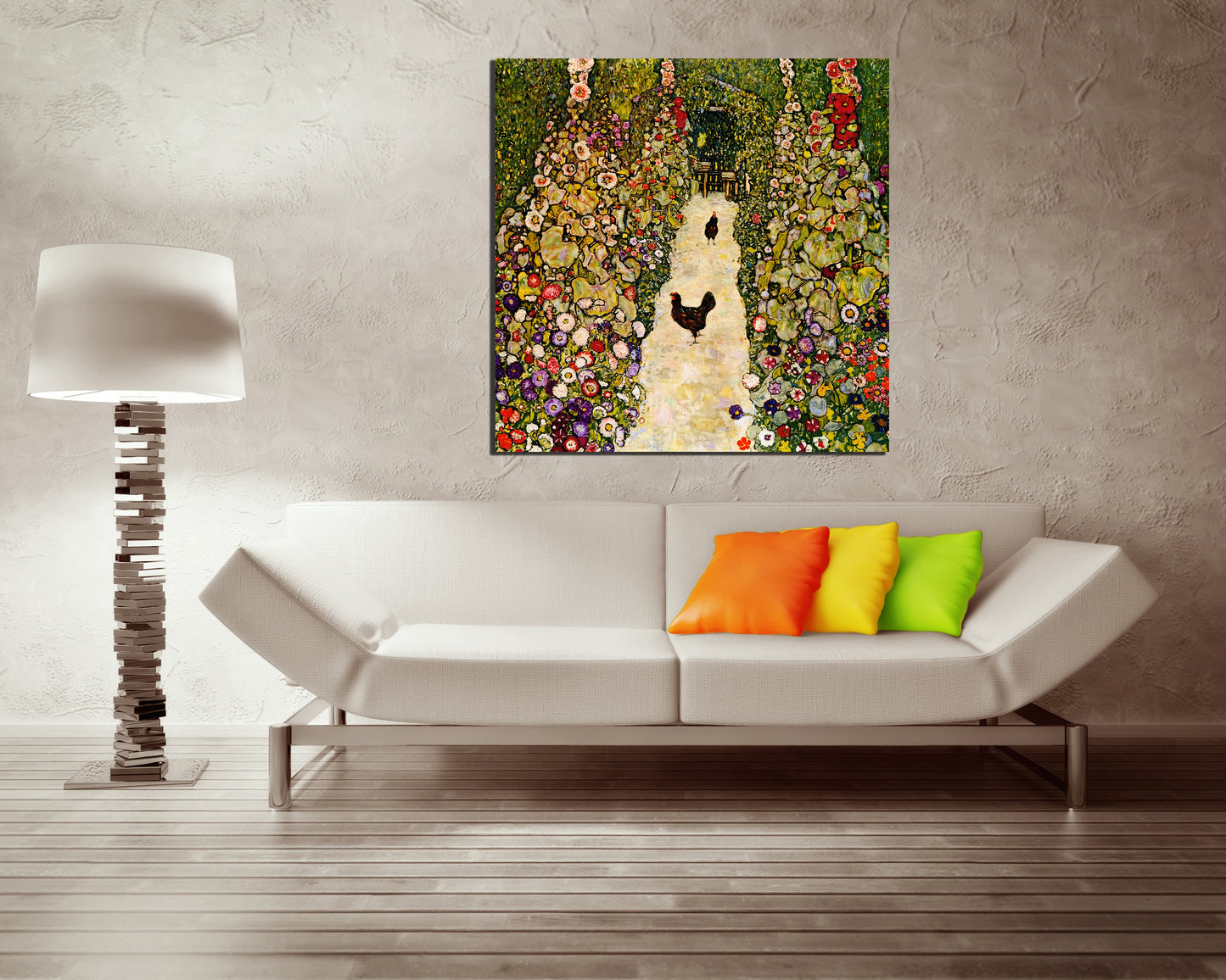 Garden path with chickens by Gustav Klimt print on canvas Reproduction art work