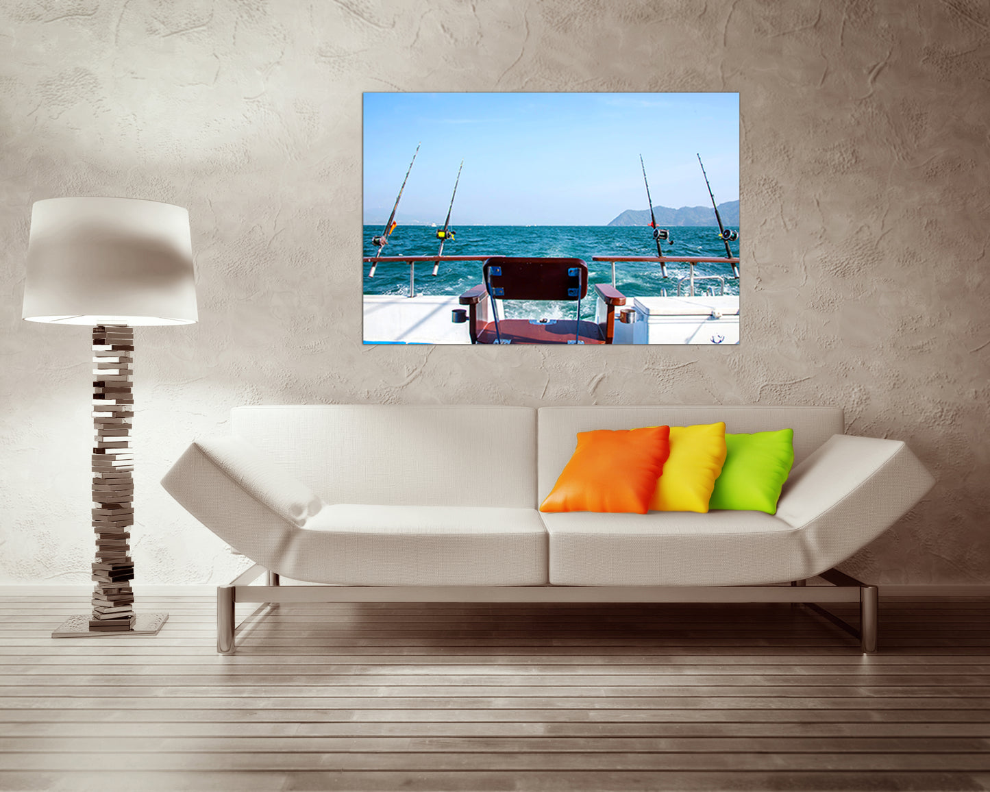 Fishing canvas Gift for fisherman Seascape Fishing rods art works