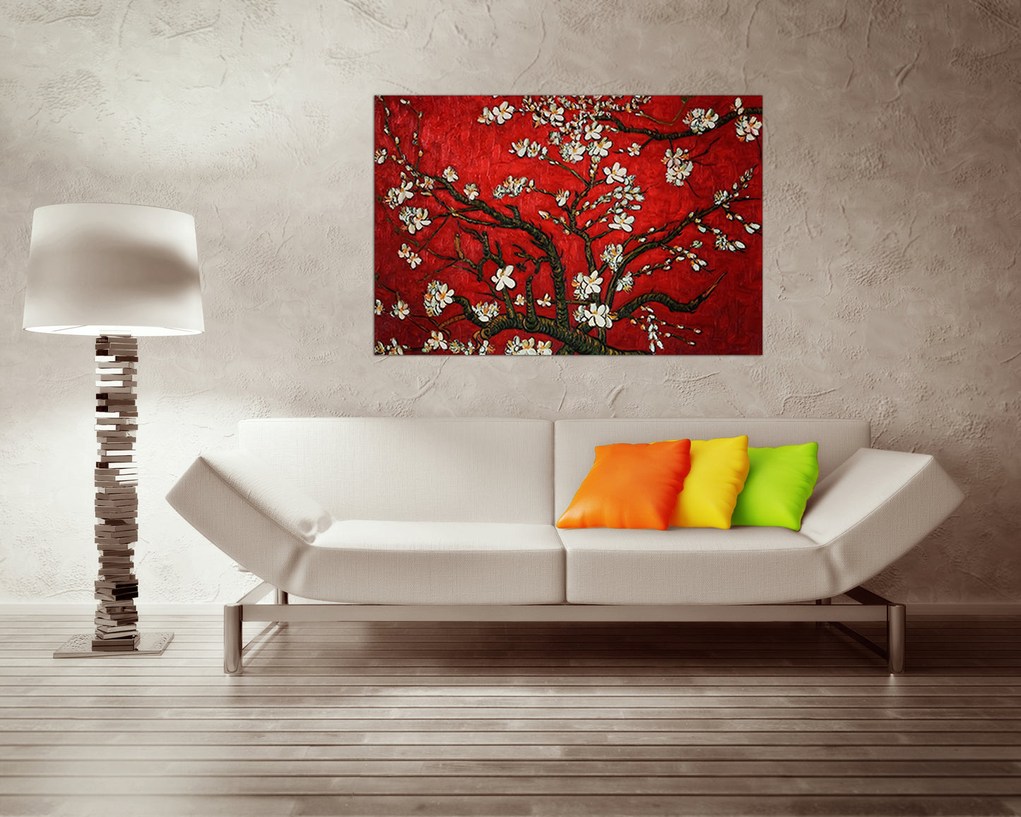 Almond blossom print on canvas Van gogh art works Flower red decor