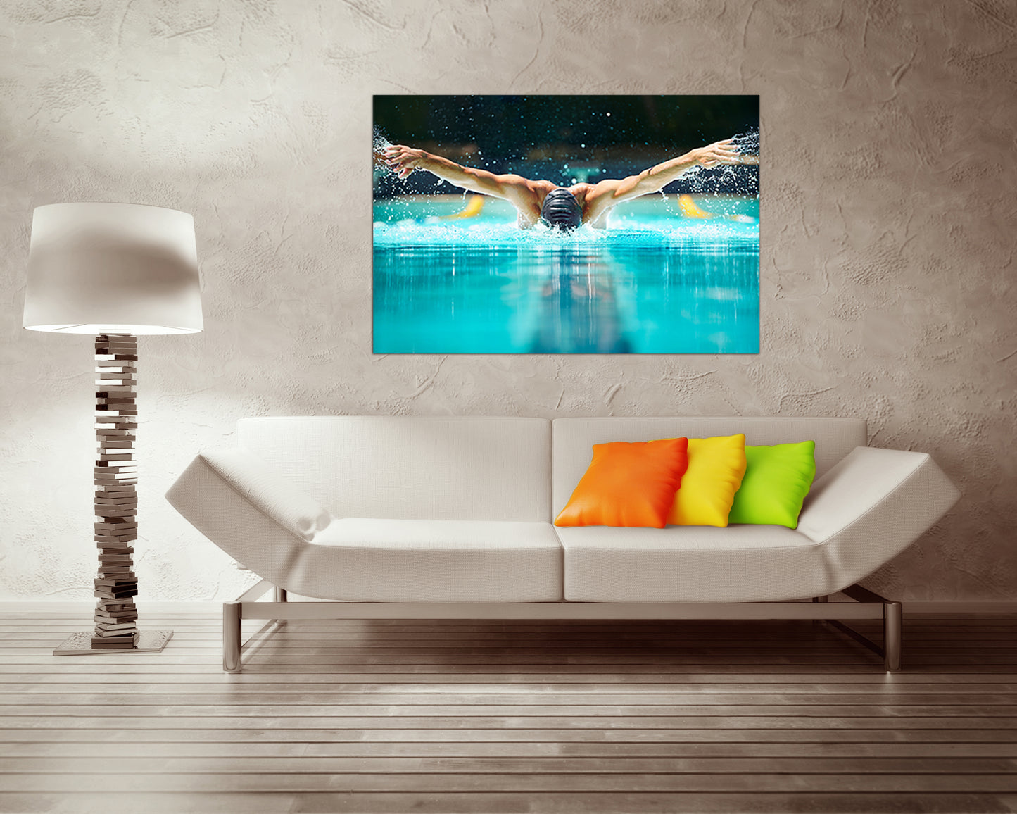 Swimming canvas Sports decor Swimmer print Water art Butterfly ready to hang