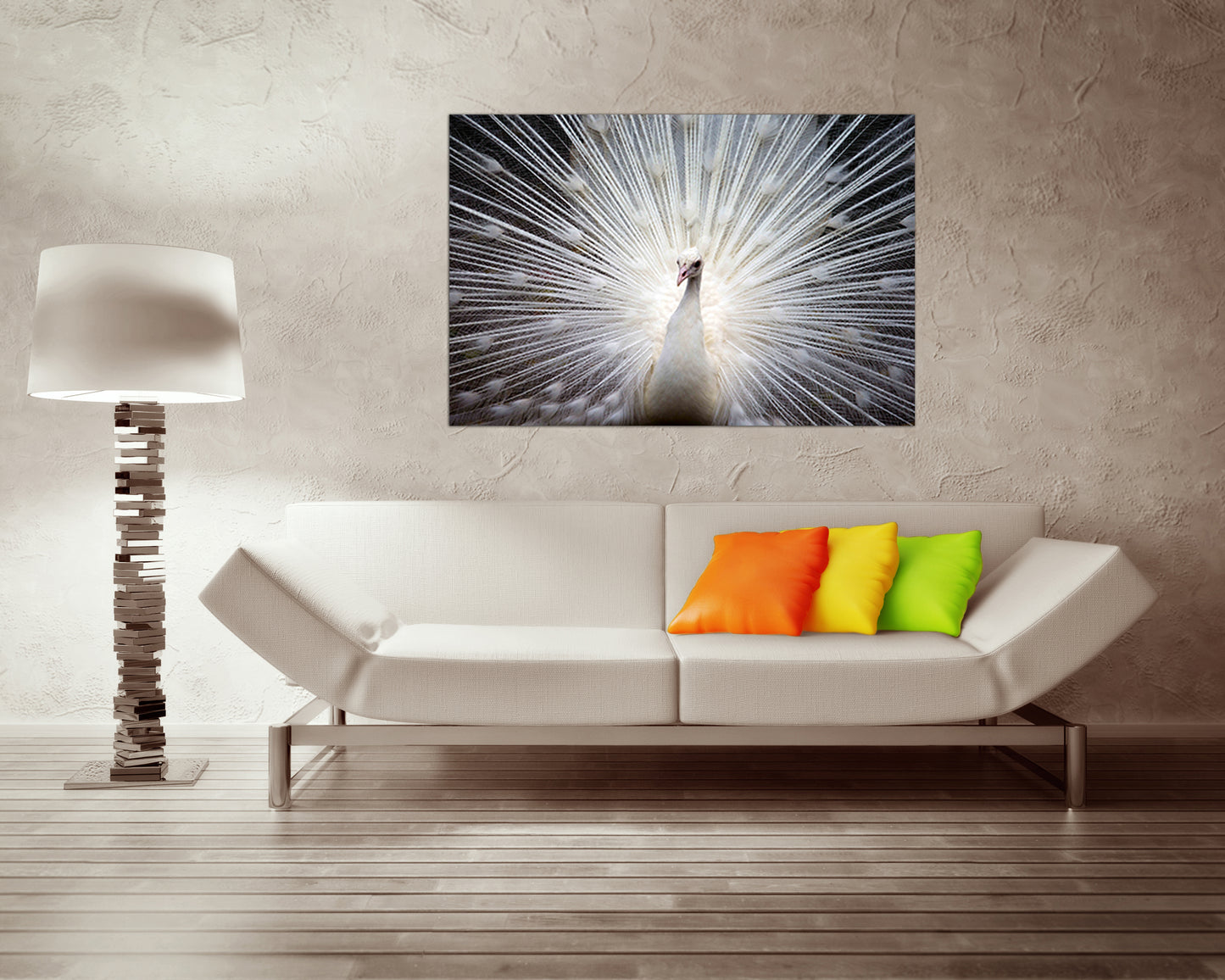 Wall canvas set White Peacock print Animal decor Feather Peacock décor Gift nursery art