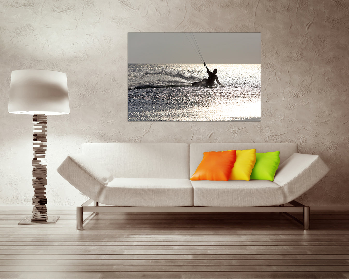 Power kite Surfboard print on canvas Surfing decor sport art Wave photo