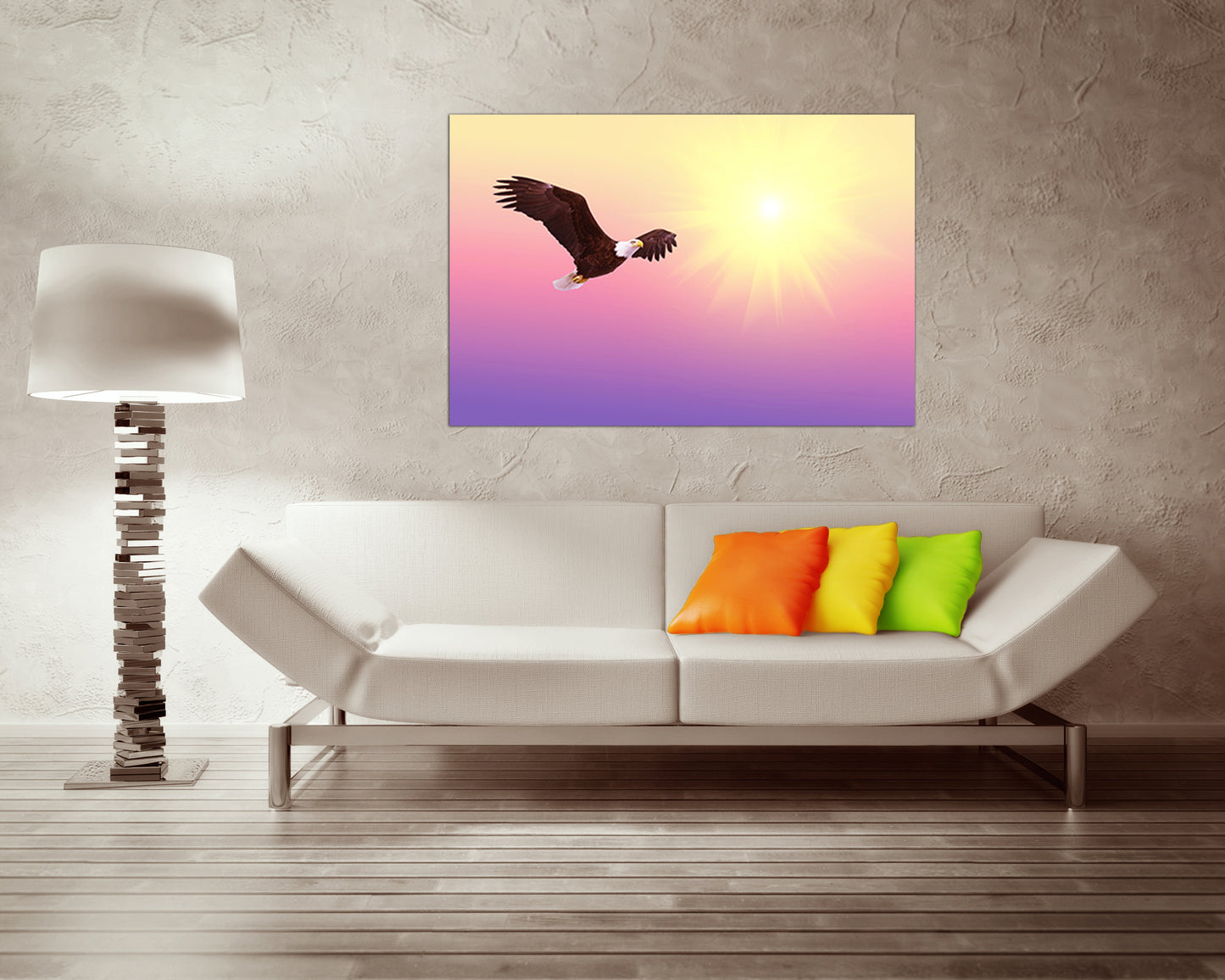 Animal print on canvas eagle flying in the sky wall art Ready to hang