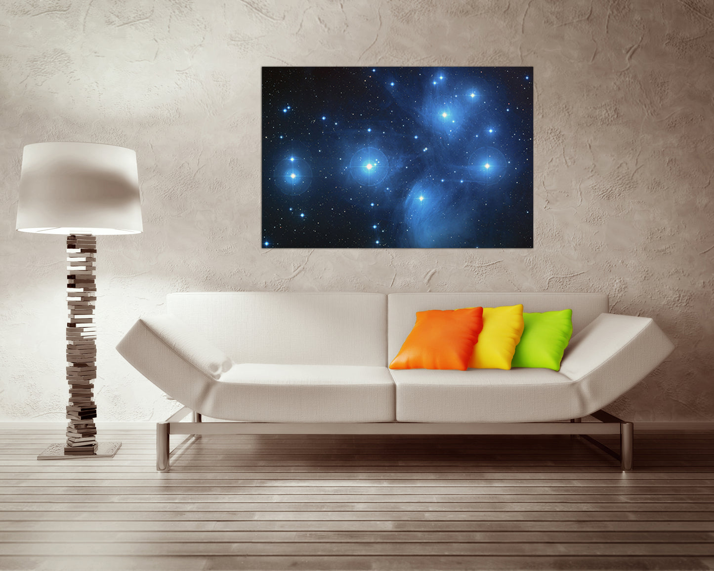 Wall art canvas Pleiades Astronomy prints Starry sky space Blue décor Constellation gift for baby