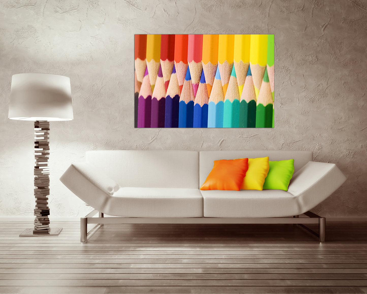 Color pencil canvas Rainbow decor Сolorful wall art Kids gift