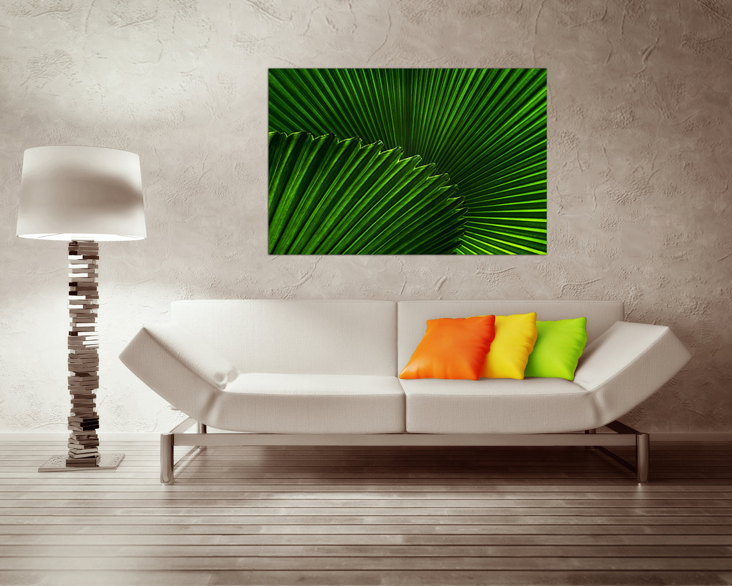 Palm leaf print on canvas Leaves décor Landscape art Nature Tropical artwork Macro Botanical photo