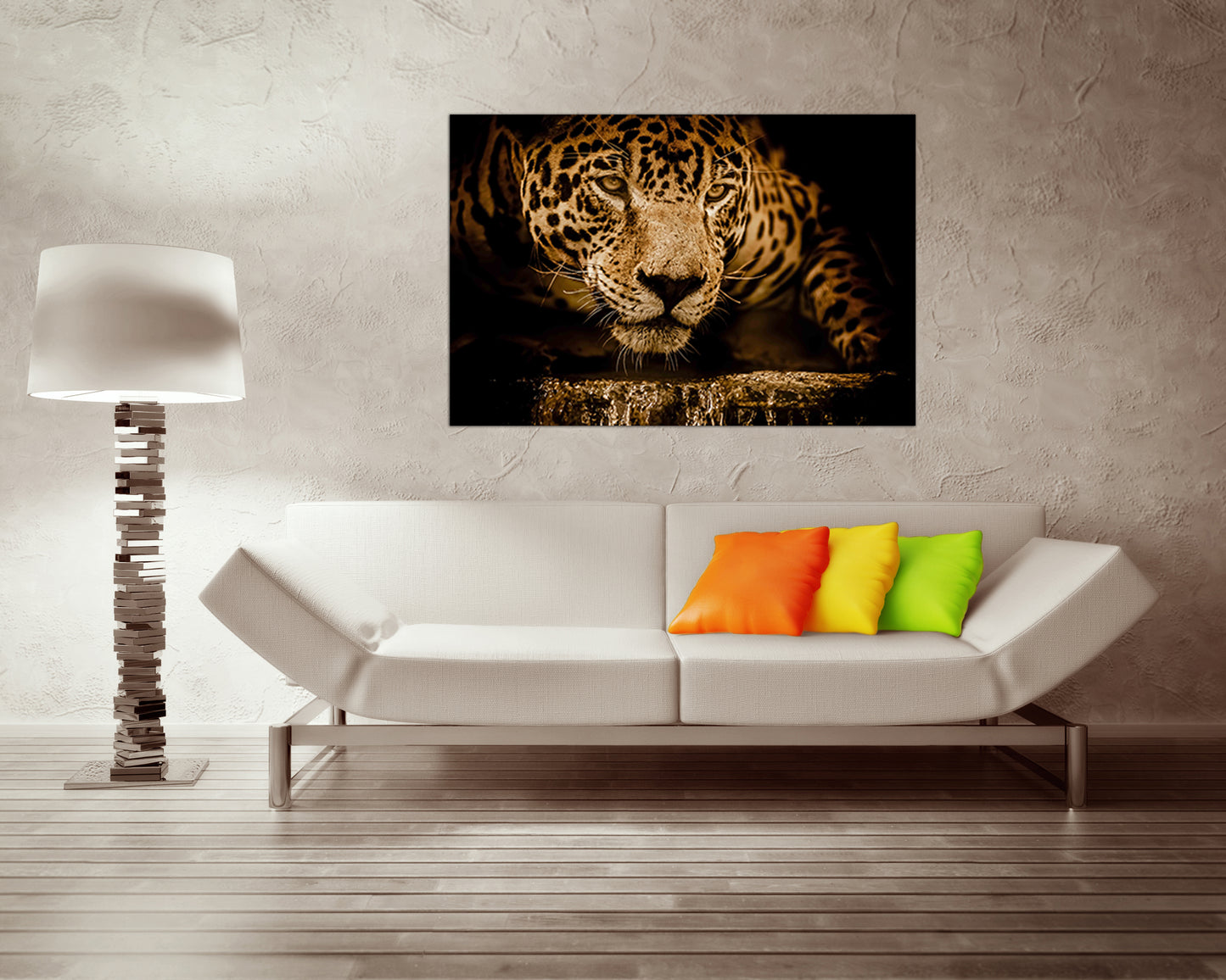 Jaguar print Split canvas Wild animal decor Cat print Spotted cat wall art