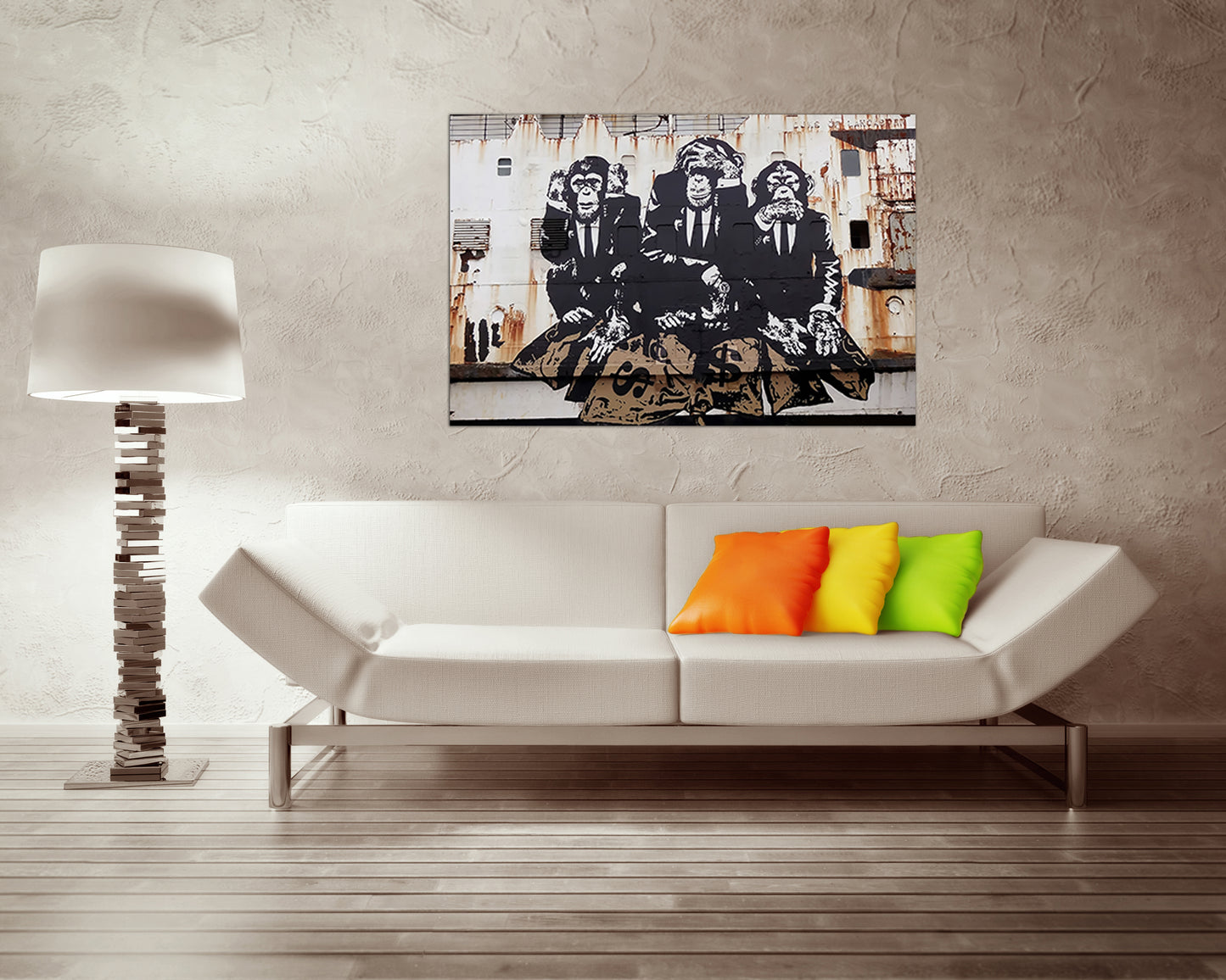 Three wise monkeys print on canvas Speak no evil Hear no evil See no evil Graffiti modern street art ready to hang