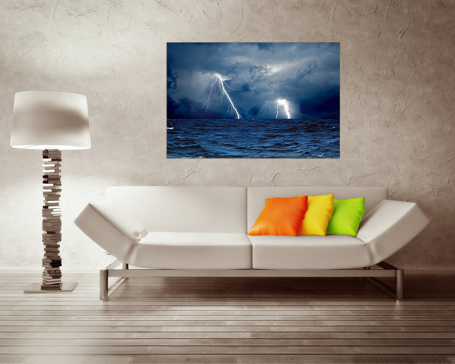 Lightning bolts Storm Ocean canvas Dark storm clouds Thunderstorm nature decor