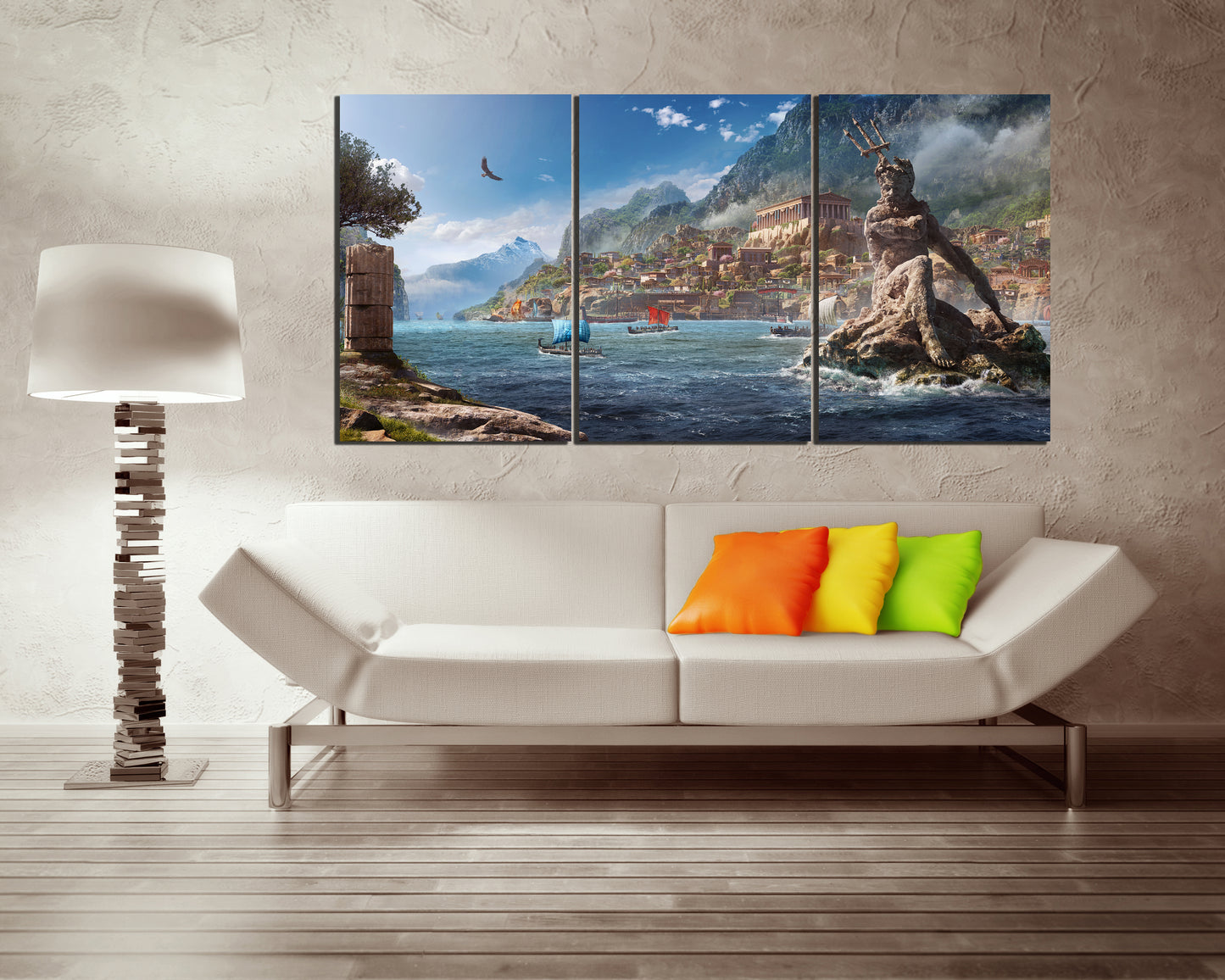 Greece print on canvas Poseidon art work Mythology wall decor ready to hang