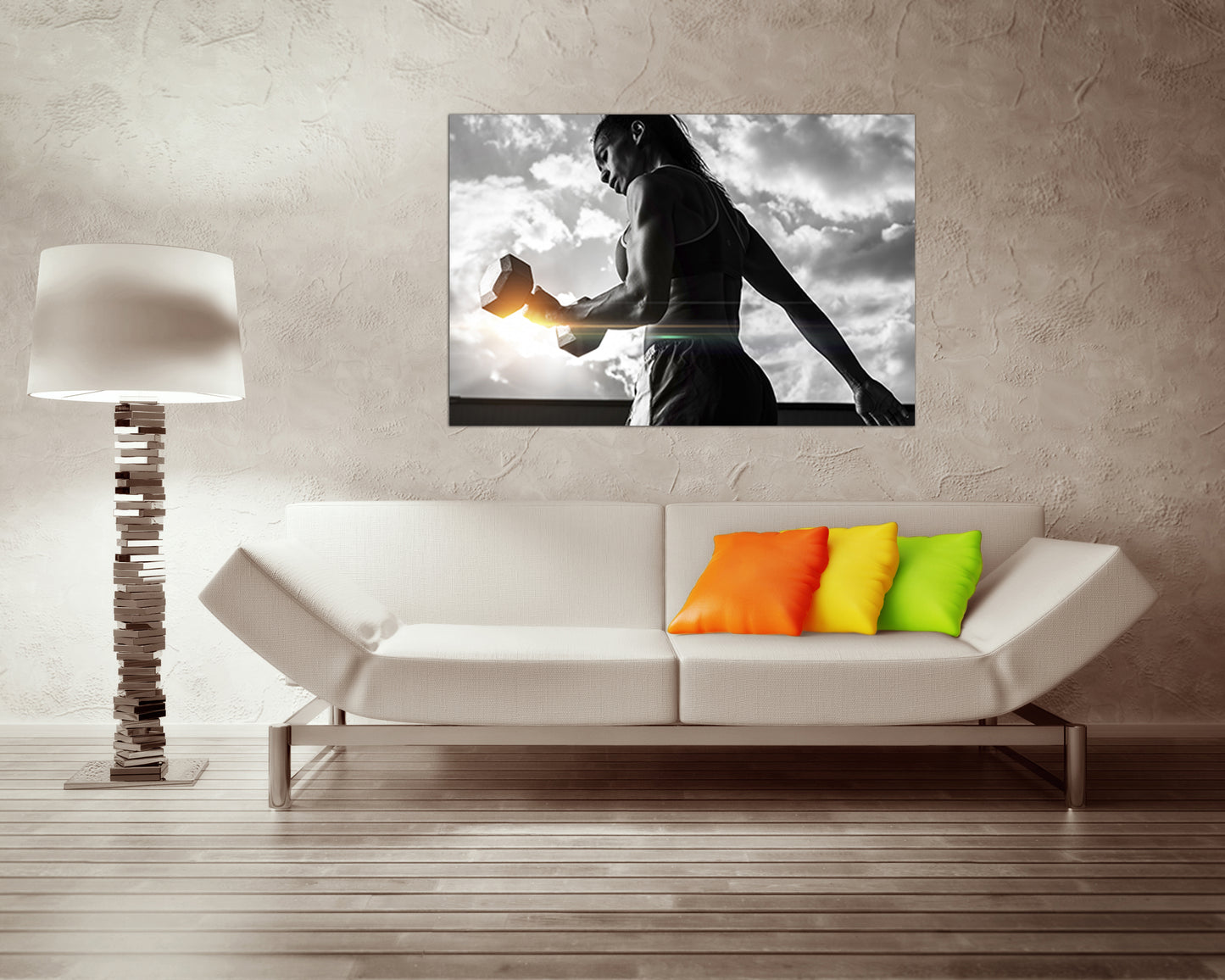 Fitness canvas Sports décor Gym print Dumbbells Workout Boy gift ready to hang
