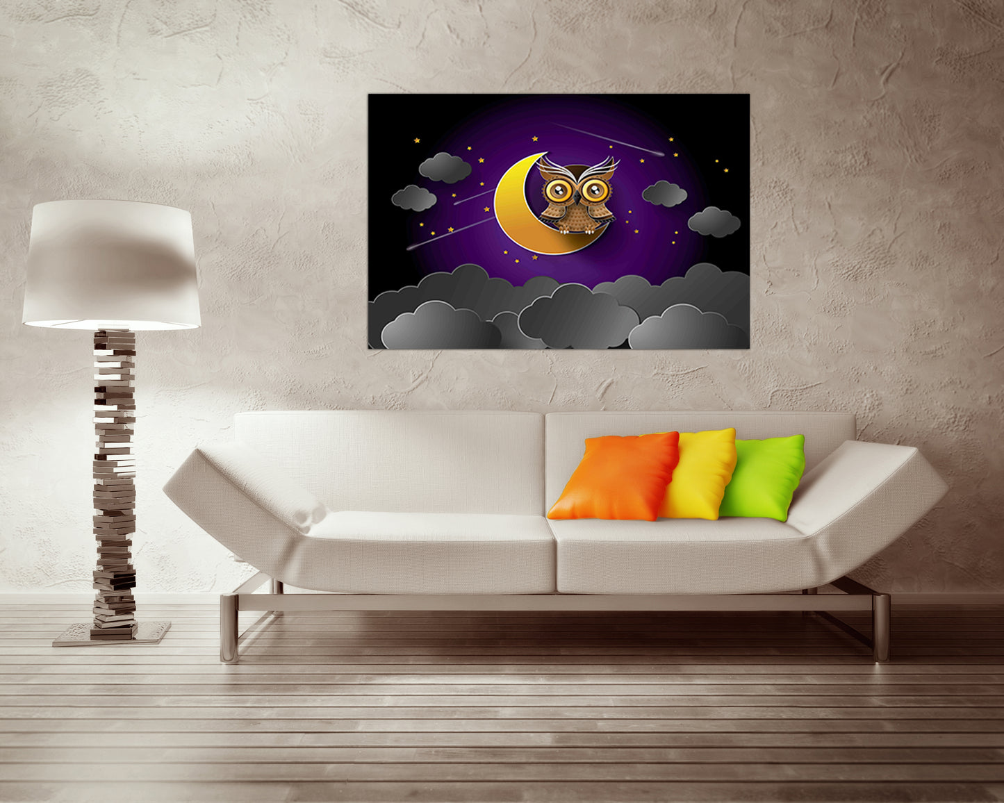 Owl baby print on canvas Kids wall decor Fantasy bedroom Baby gift