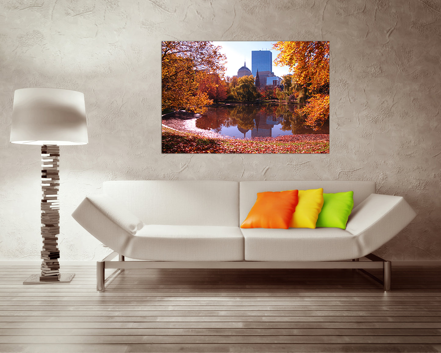 Autumn in city Boston Common Central public park canvas Massachusetts art travel decor