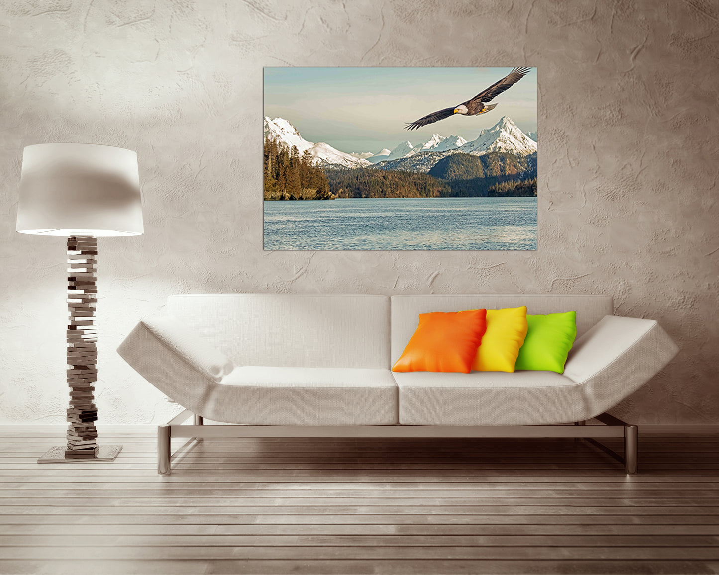 Eagle Mountains lake Animal decor Wall Art canvas Flying bird print