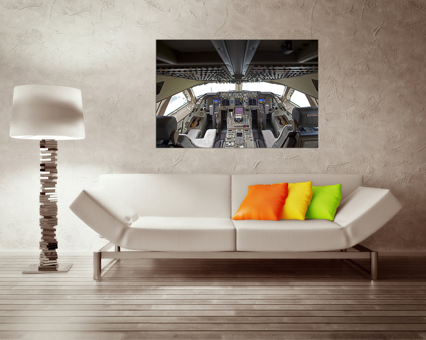 Сockpit Boeing 747 plane canvas Mechanism decor Aircraft print