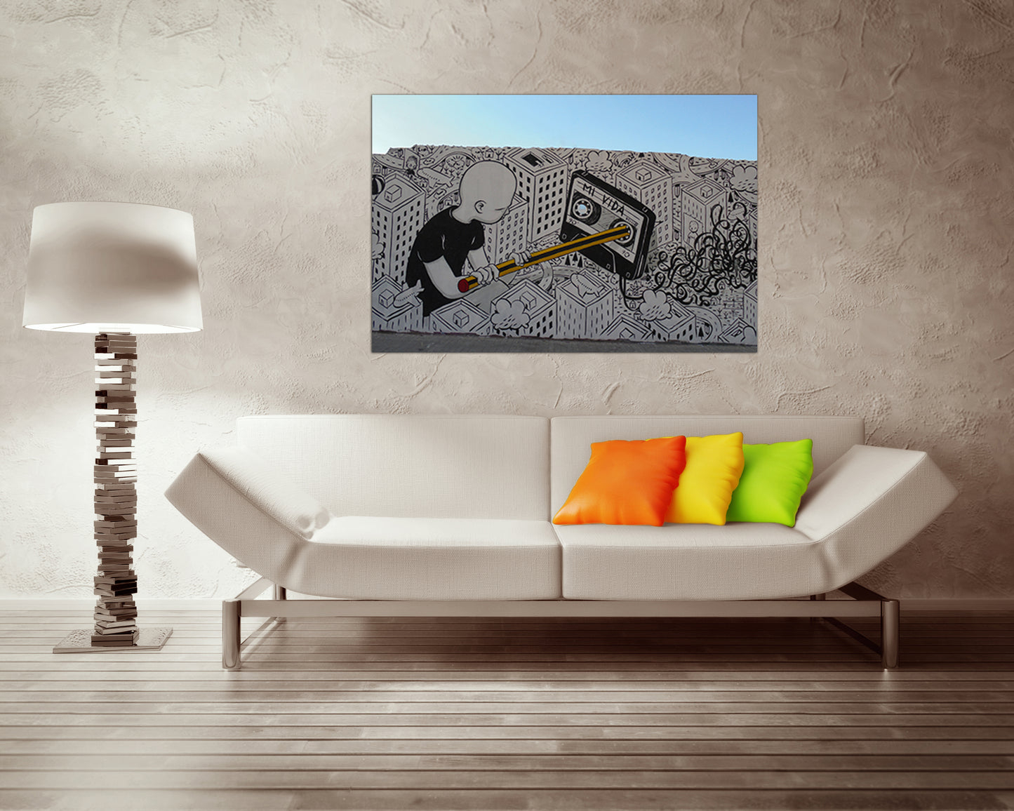 Cassette tape Wall art canvas art decor Graffiti print Music artwork Gift to musicia