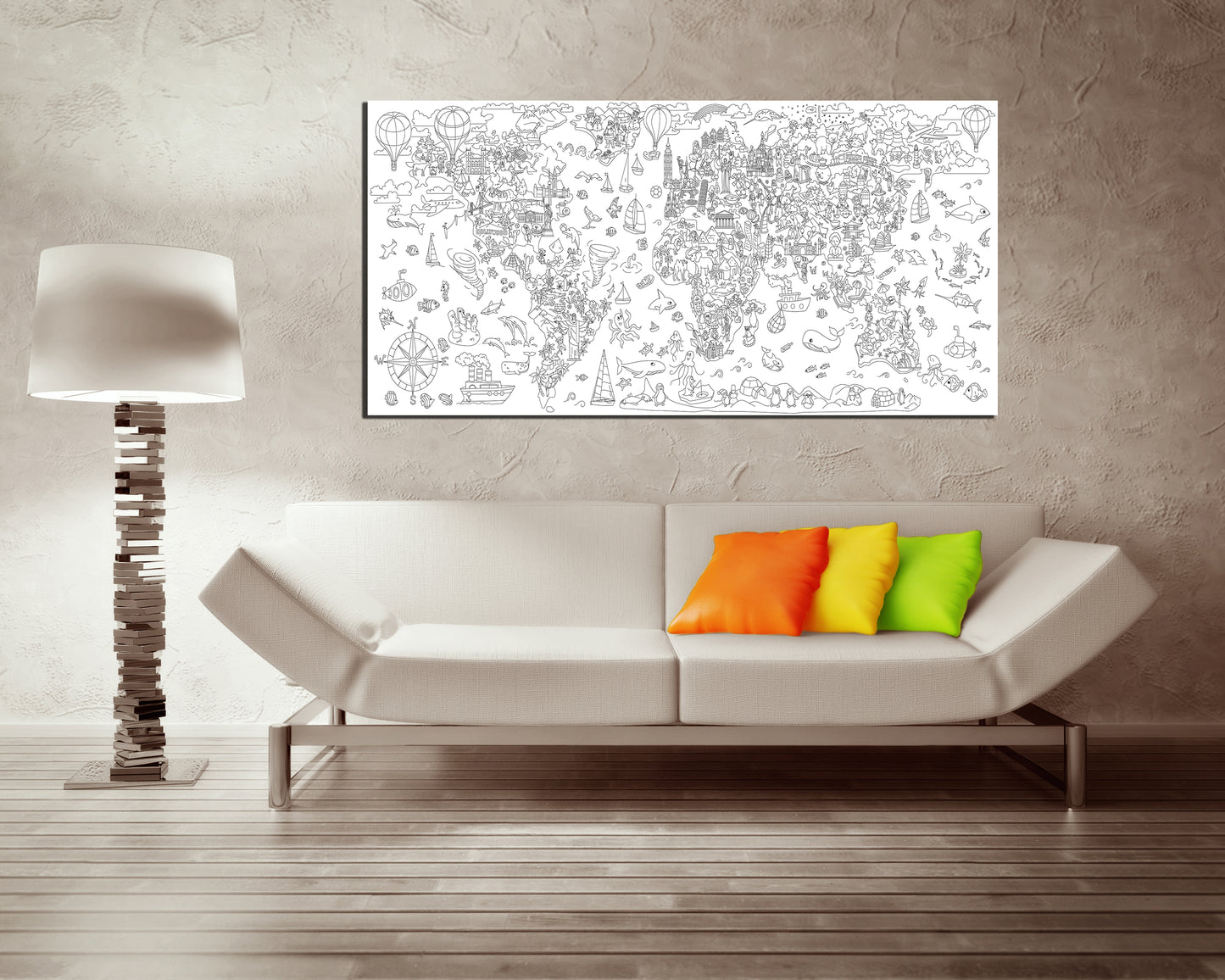 Baby world map canvas Play room decor gift Attraction map