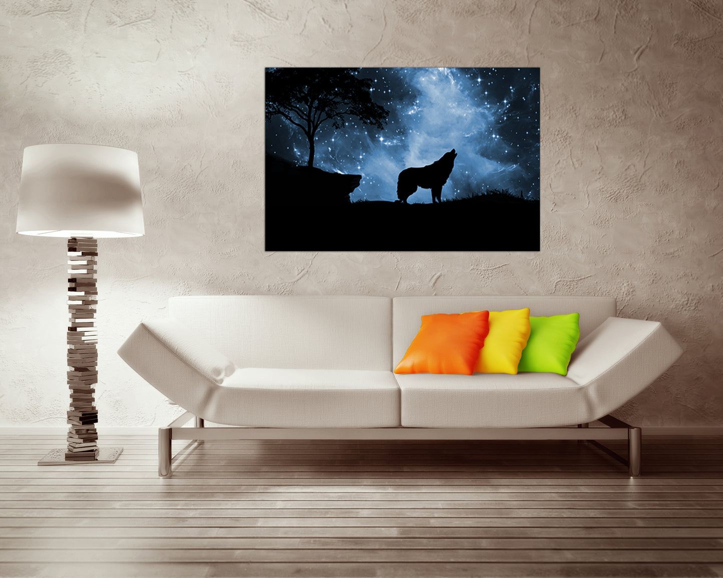 Wolf canvas art Starry sky Animal decor Nursery decor Forest animal Wolf artwork