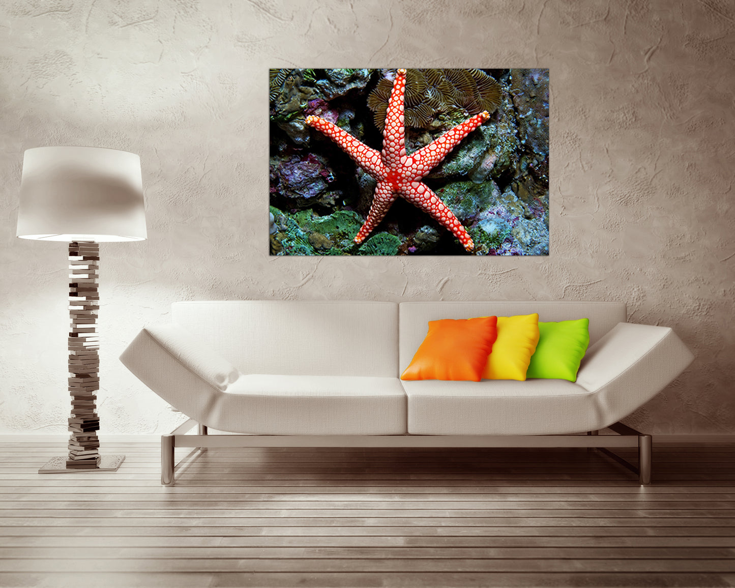 Starfish print on canvas Fish decor Nautical wall art Ocean artwork Animals picture
