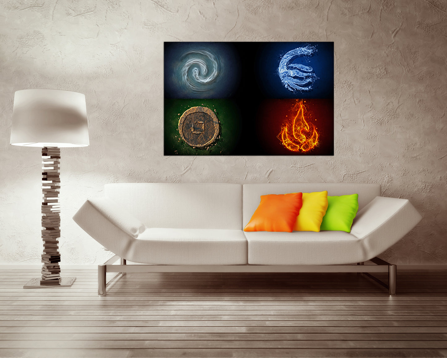 Fire air water earth Four element canvas prints Meditate Occult symbol decor