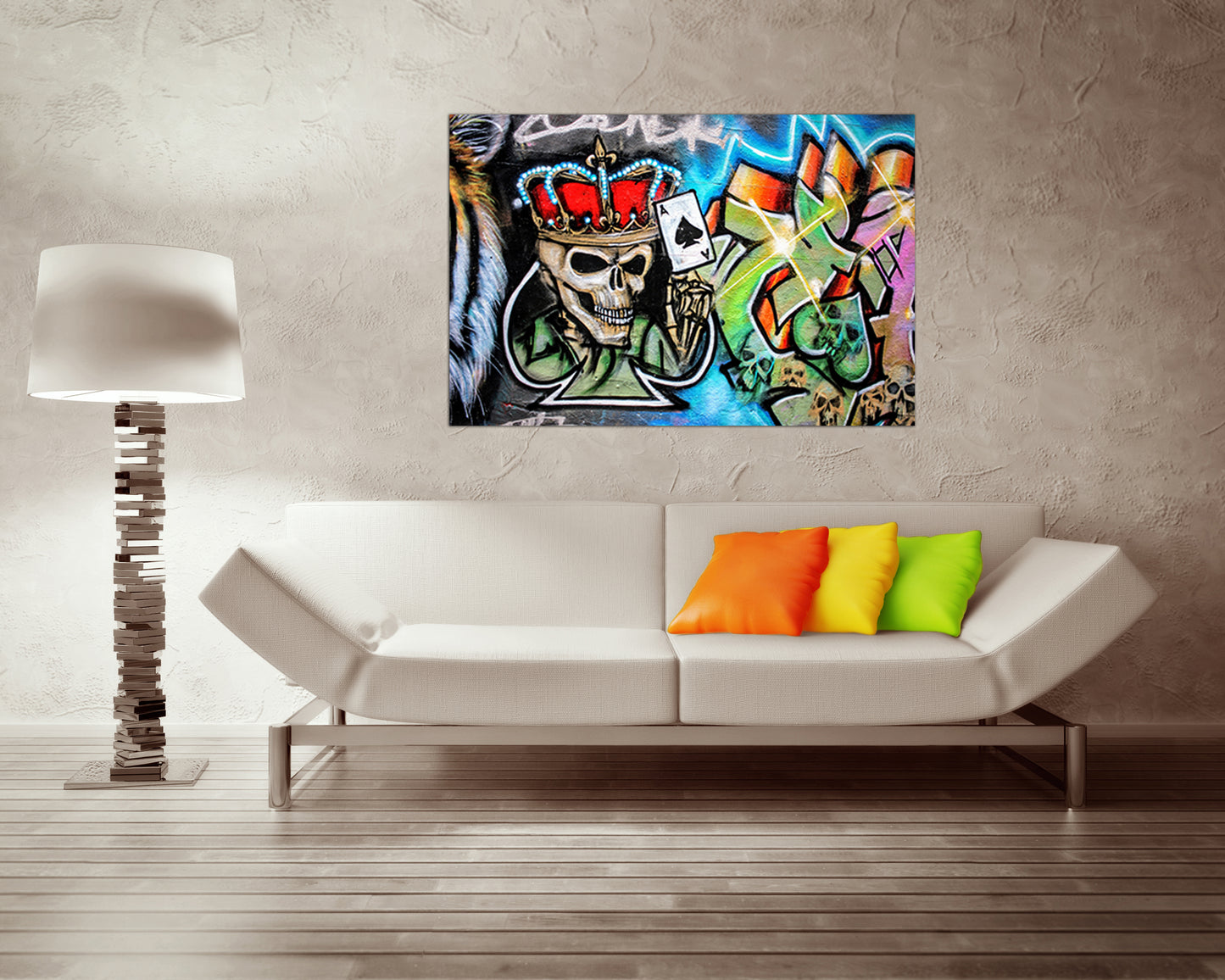 Skull graffiti canvas Modern art décor Split canvas Art mural gift