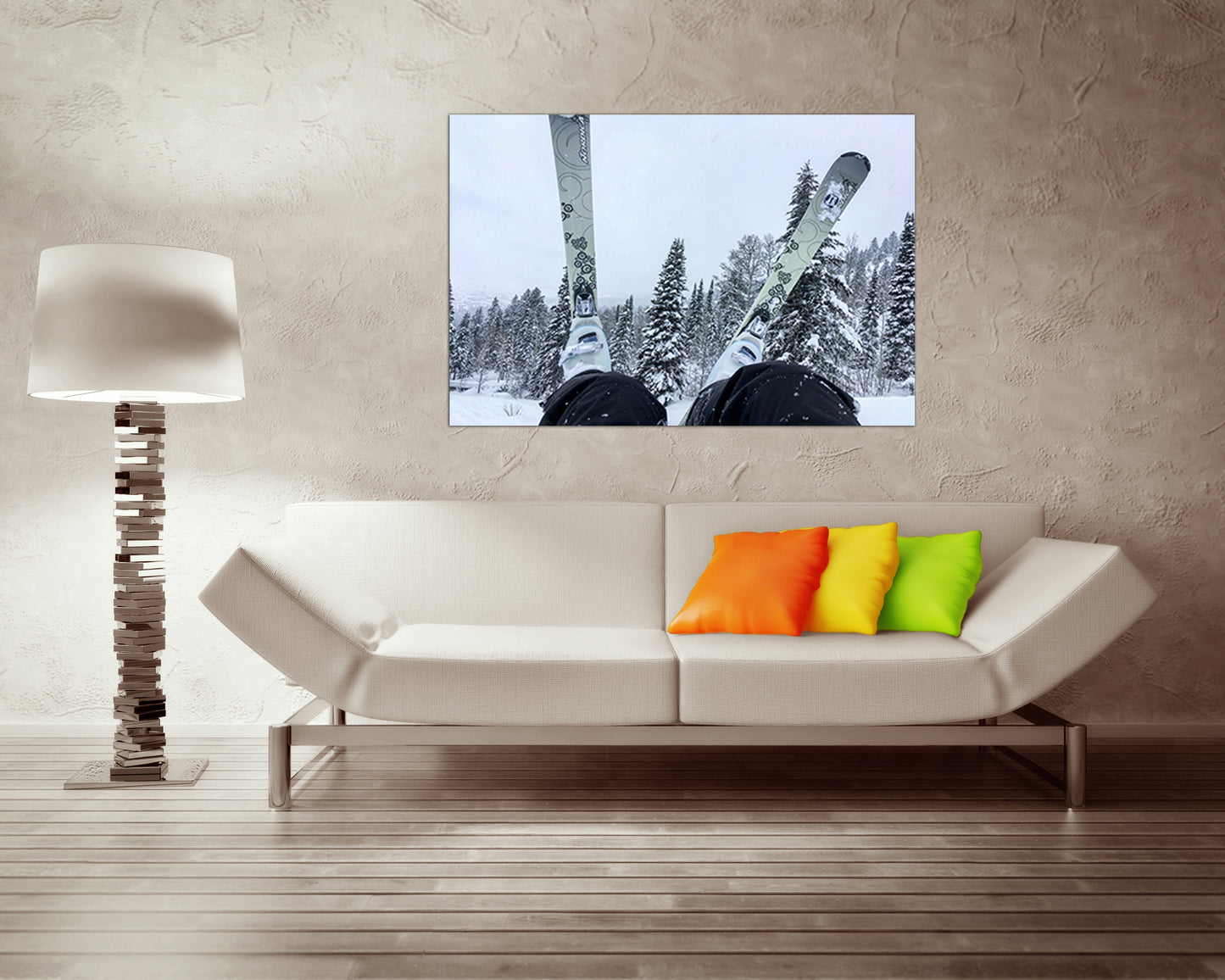 Skiing canvas print Ski wall art Winter forest Sports decor Extreme skier