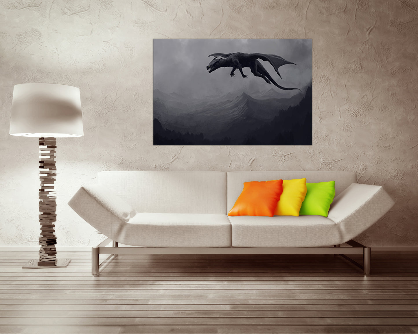 Dragon print on canvas Dragon print Nursery decor Kids wall art Fantasy photo