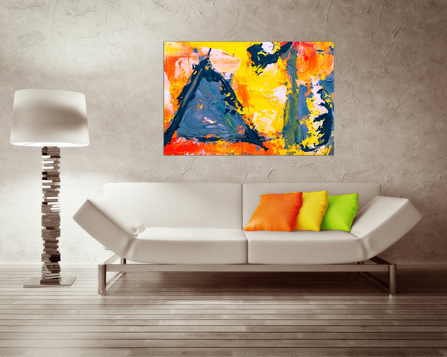 Abstraction canvas Triangle wall art Abstract decor Large wall art