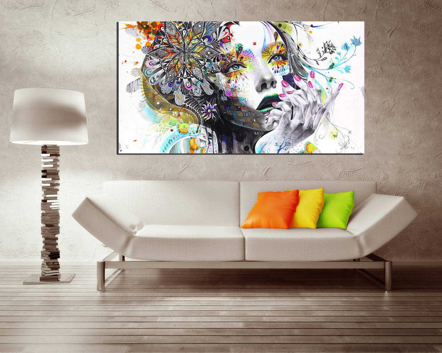 Painting face girl dreams painting print on canvas Abstraction art works