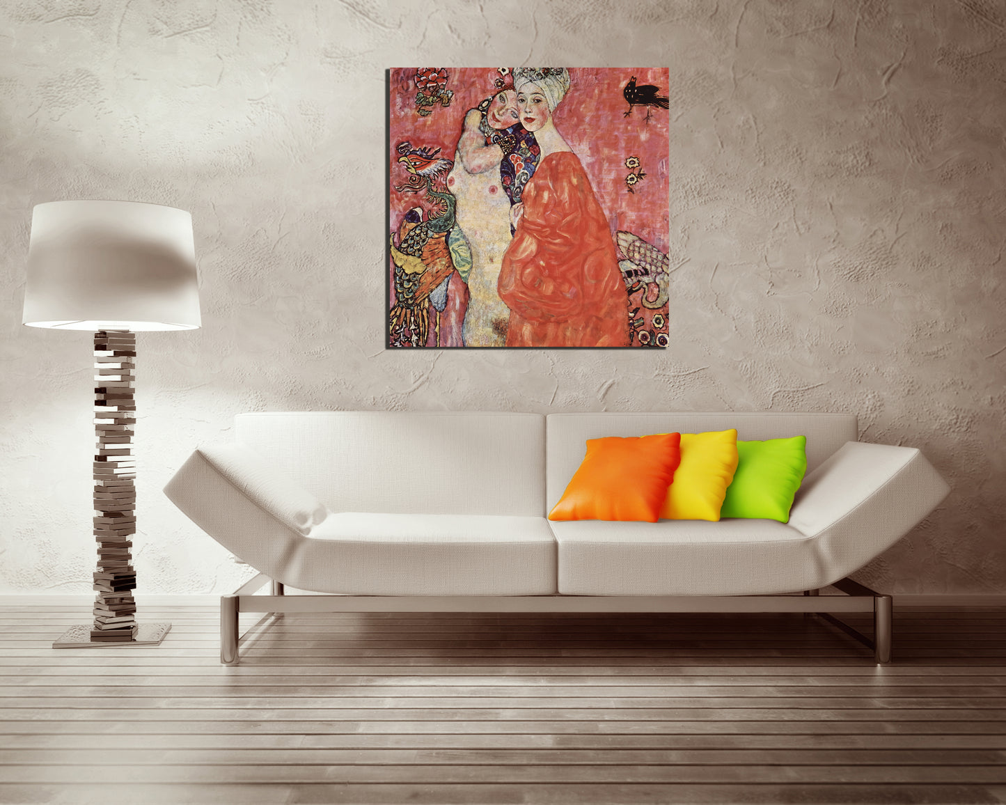 Girlfriends Klimt print on canvas Reproduction décor Two women art works Nude woman friend artworks