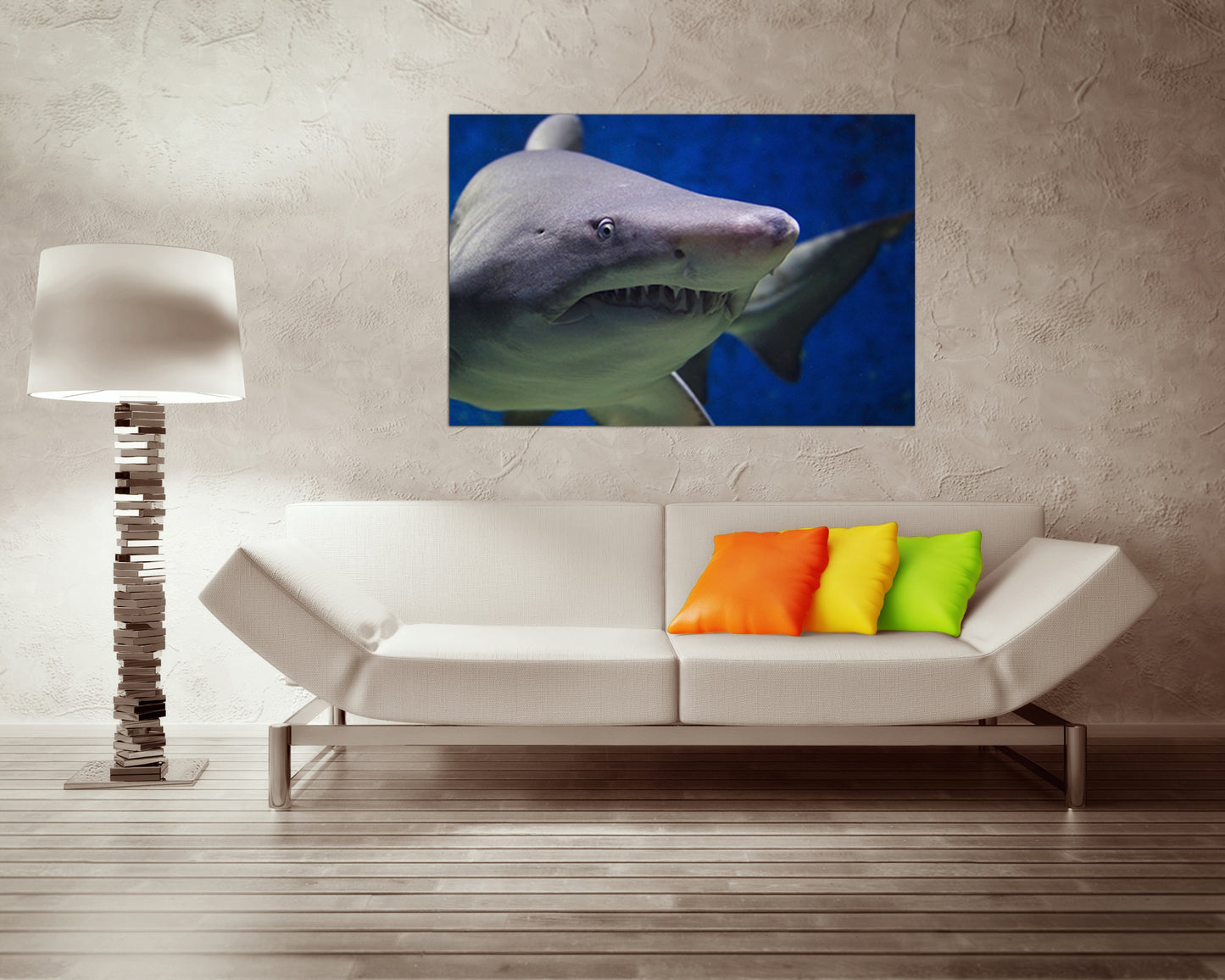 Wall canvas set Shark animals decor Gift for his Marine life art Wall hanging Ready to hang