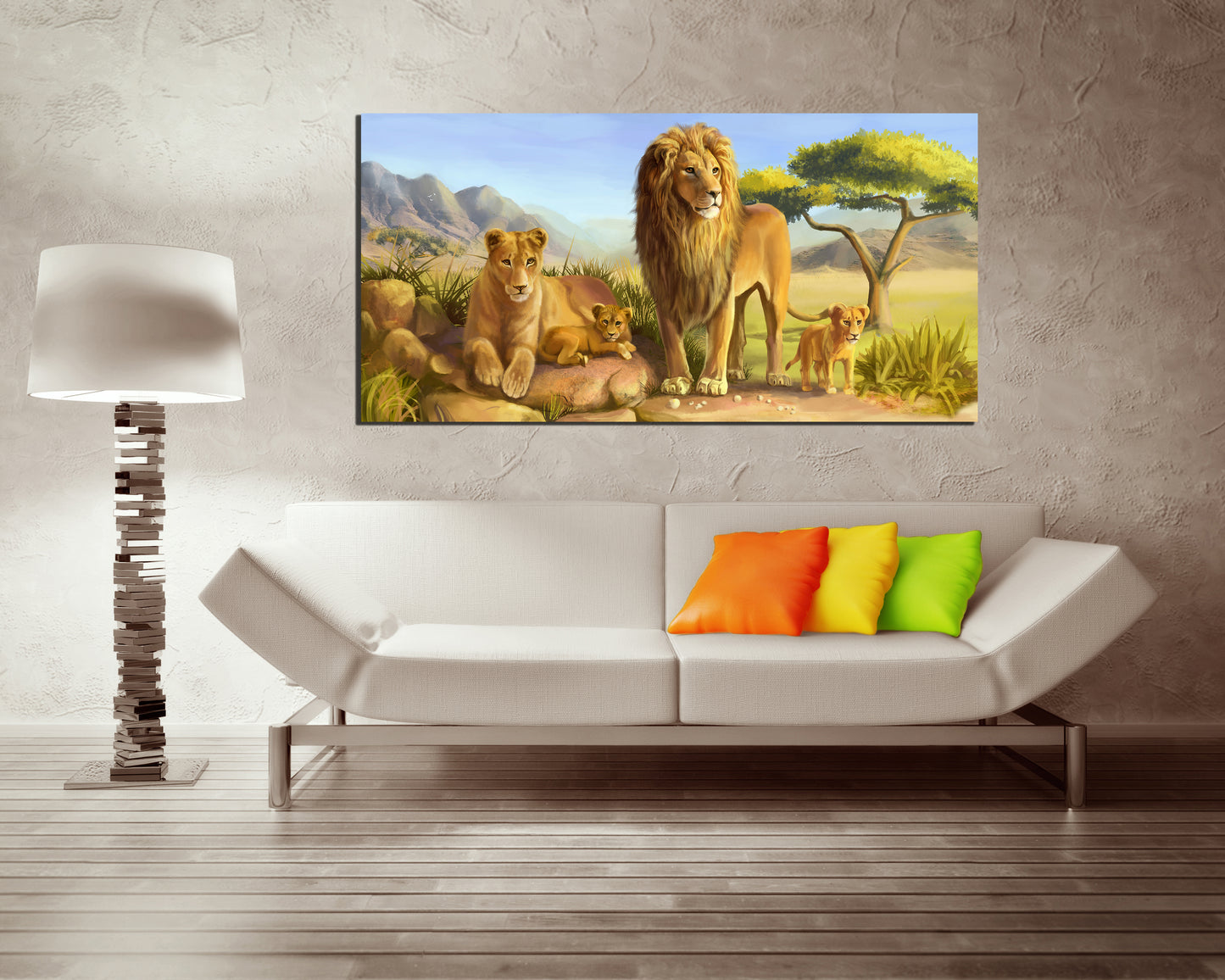 Lion canvas Nursery decor Kids wall decor Baby room print Lion family art