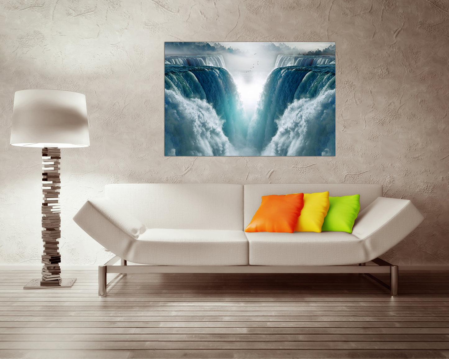 Waterfall canvas Fall Water wall decor Cascade print Aqua wall art Water poster Nature decor gift