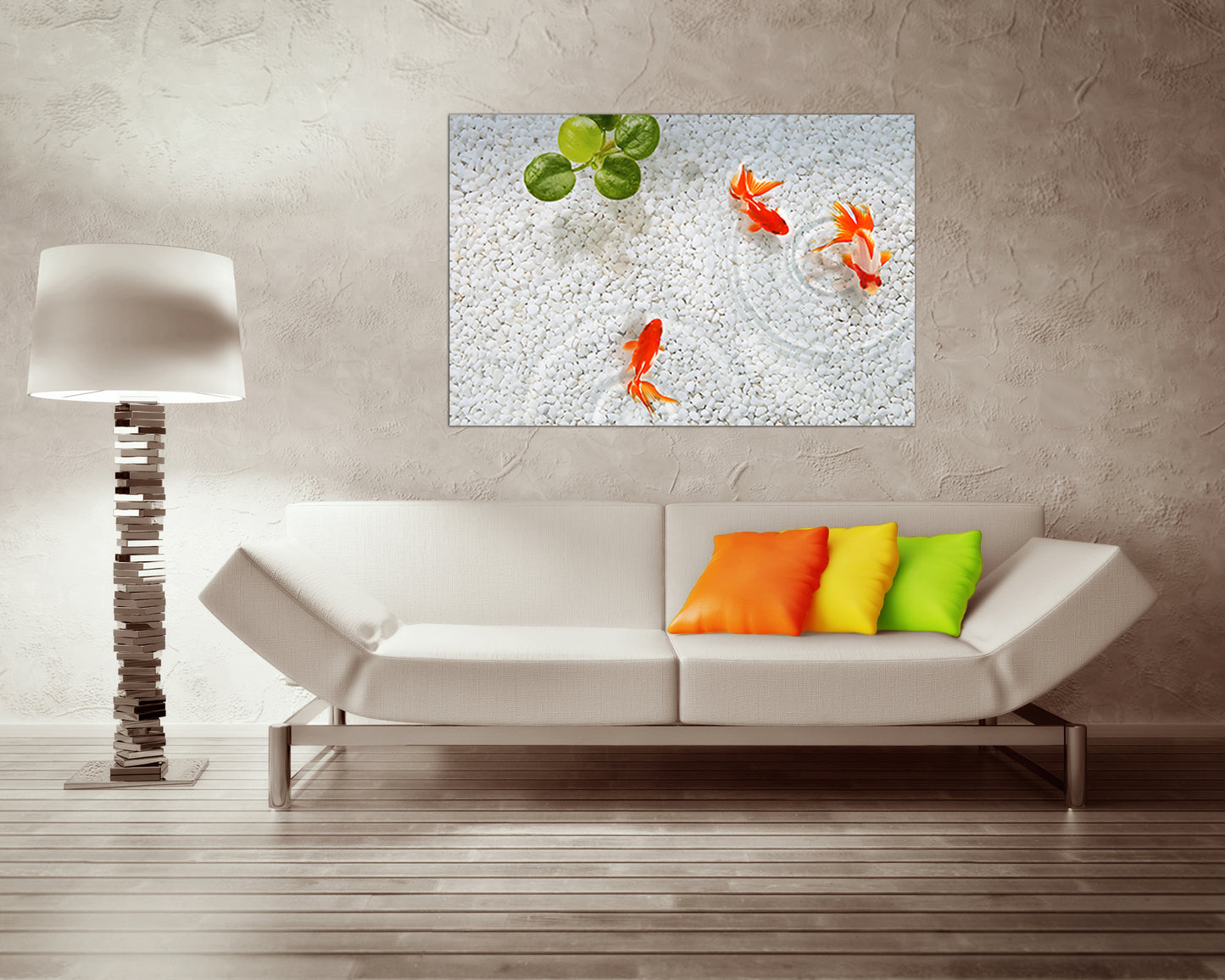Zen fish Large canvas set Yoga art prints Meditation white stones artwork Koi fish Japanese gift Spiritual decor