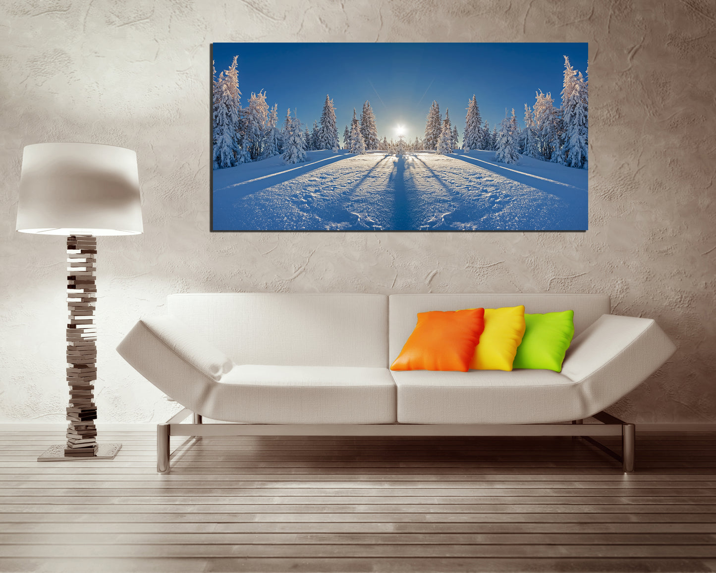Winter forest print on canvas Snow trees nature decor ready to hang