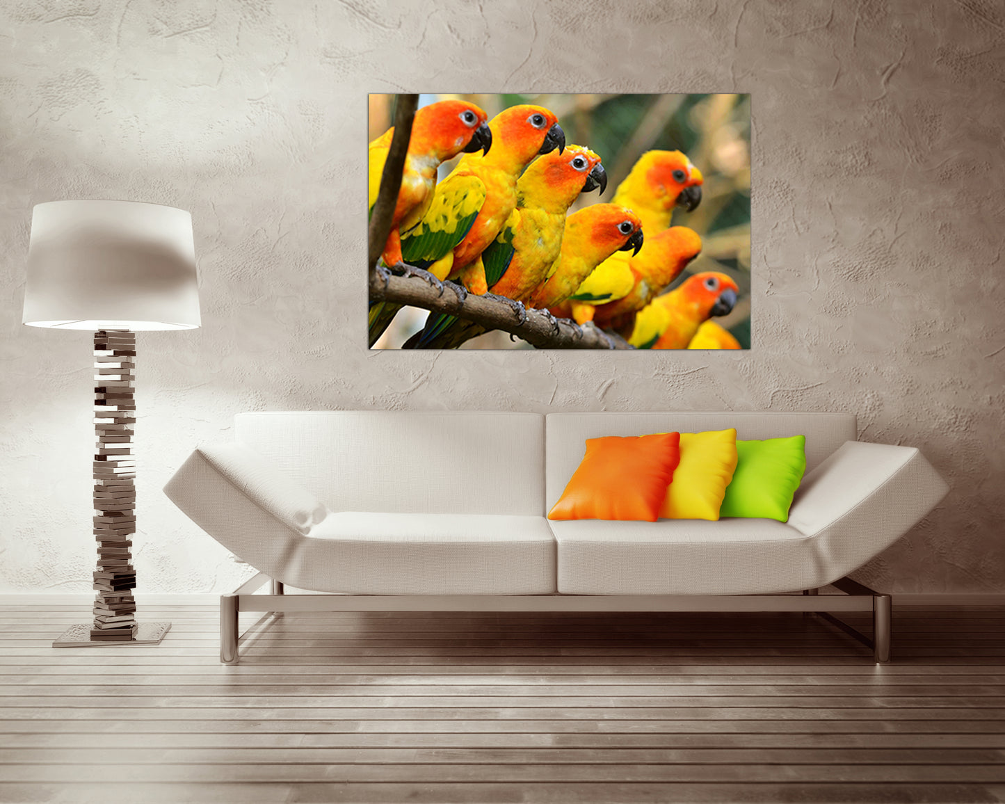 Parrot yellow canvas Cockatoo bird print Tropical animal art