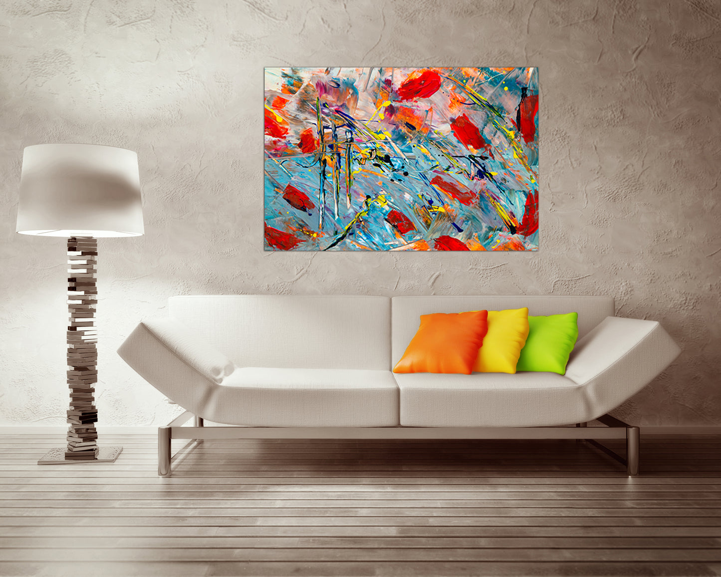 Abstraction canvas Wall art print Expressionism style Abstract painting Red decor Gift to artist