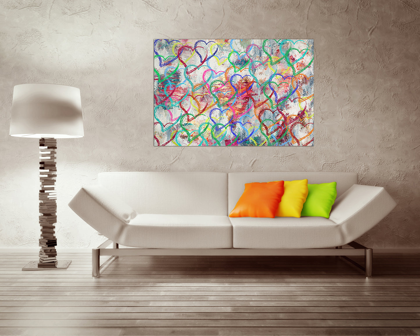 Heart canvas Graffiti print decor Love artwork Girl room art Gift for boyfriend