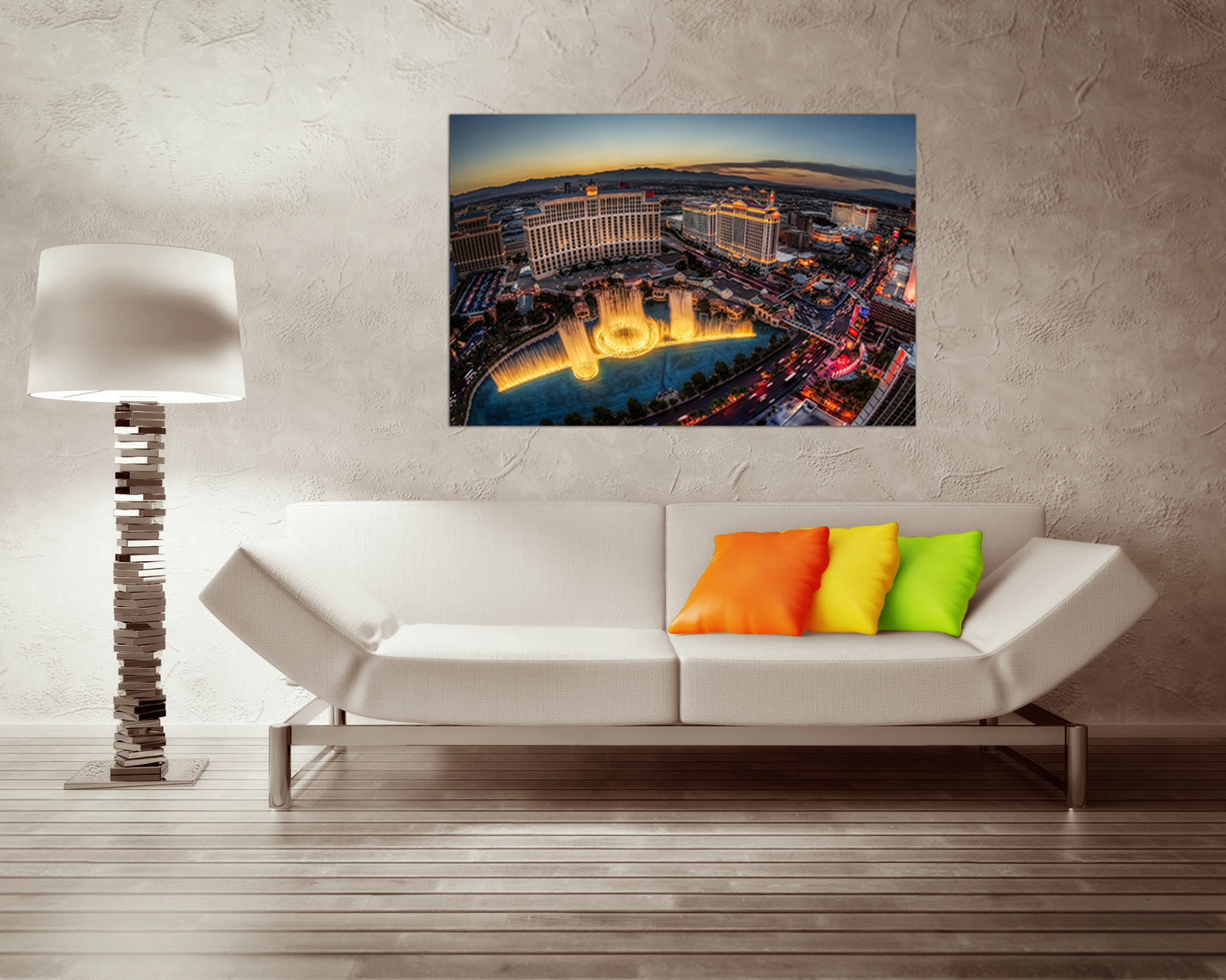 Las Vegas canvas Bellagio Fountain décor Skyscraper art Travel print