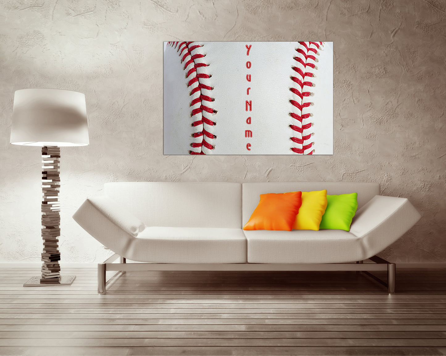 Baseball name sign Boy room canvas Nursery art Ball wall print Sport décor Custom name kids Personalized name