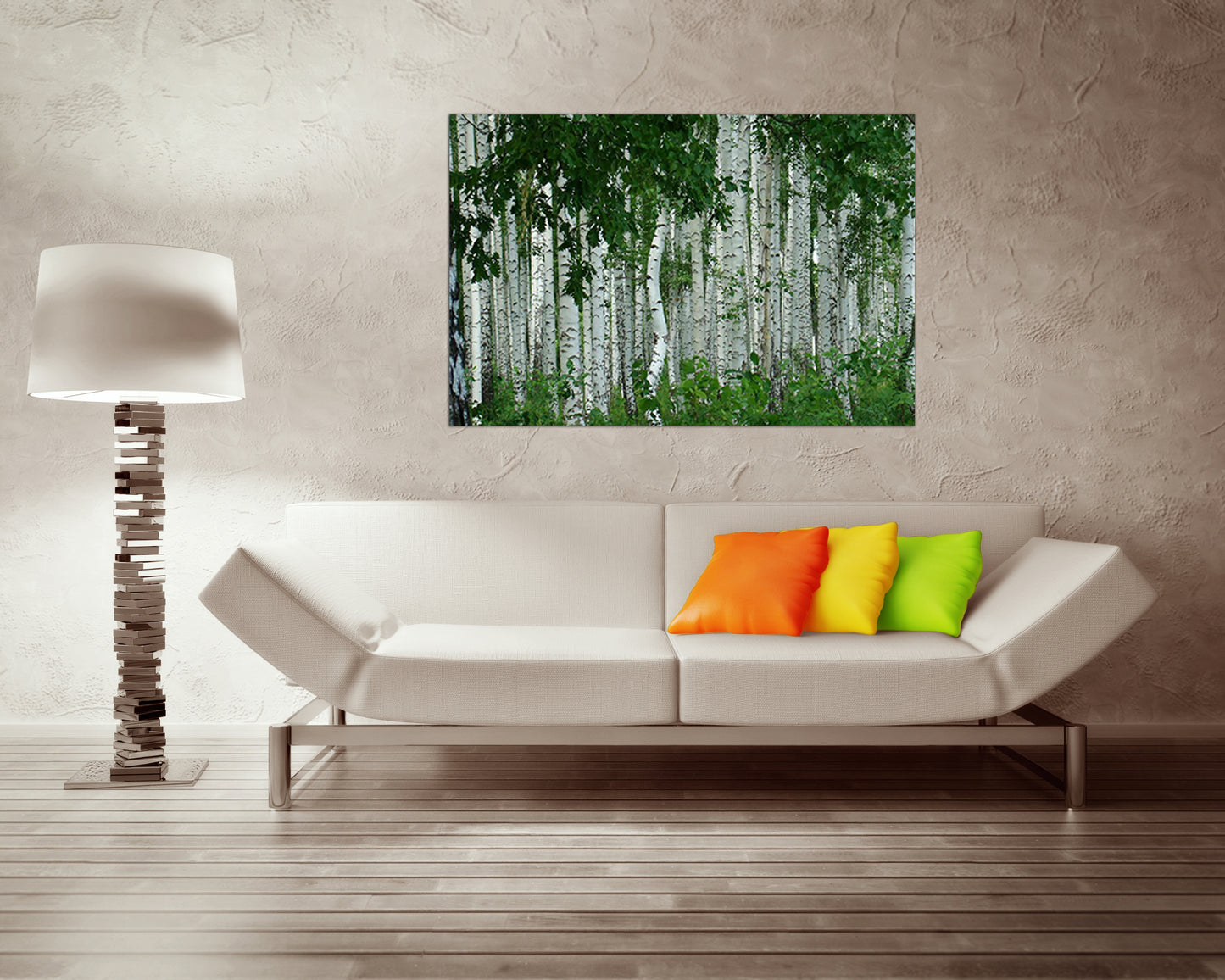 Birch forest art Green wall décor Nature Landscape artwork Ready to hang