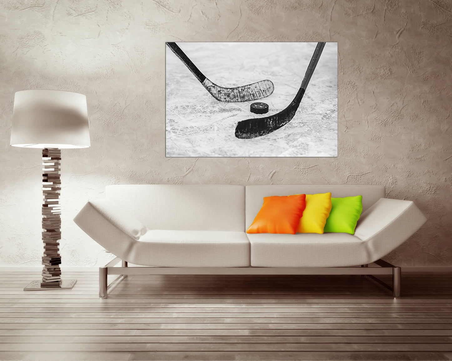 Hockey canvas Winter Sports wall art Ice rink print Stick décor