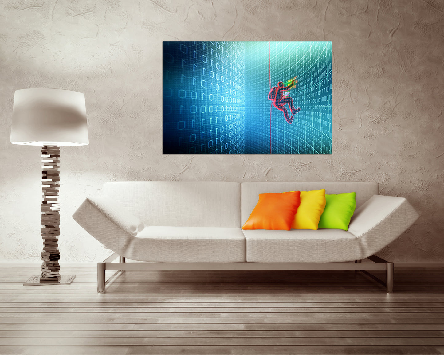 Matrix code print on canvas Binary system Code internet Cyber wall art Security decor
