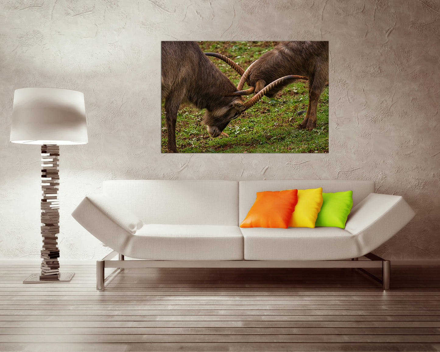 Wild goat art print Mountain goat canvas Animal decor Animal battle Goats art Goats wall decor Goat poster Wild life art Goat photo
