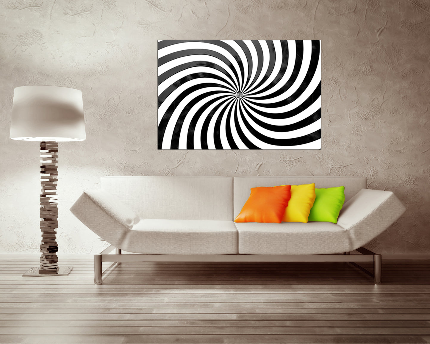 Spiral canvas Black white abstract Black stripes art Abstraction print Meditation artwork