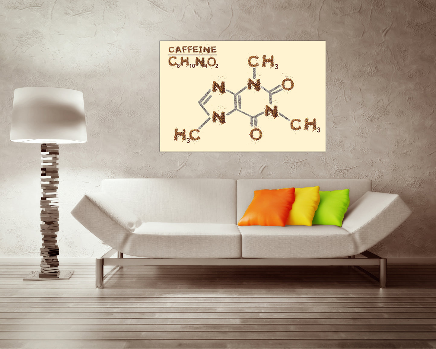 Caffeine Coffee lover Chemical canvas Science decor Barista gift Molecular formula art works