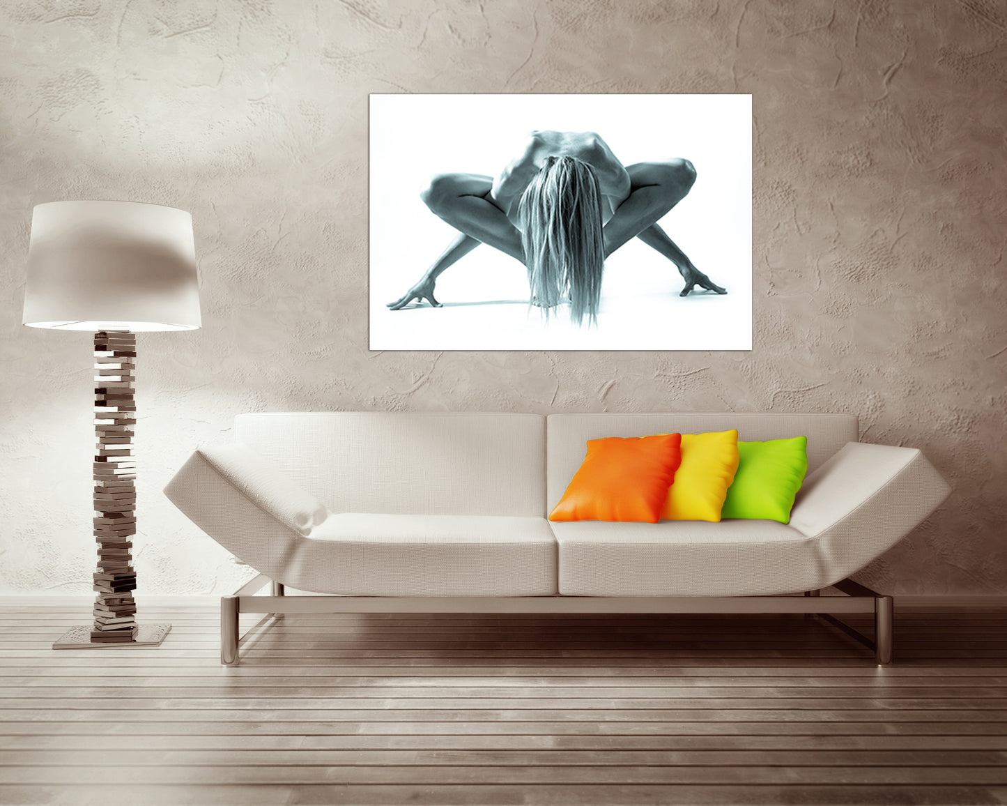 Naked girl canvas Nude Woman art works Black white décor Minimalist artwork