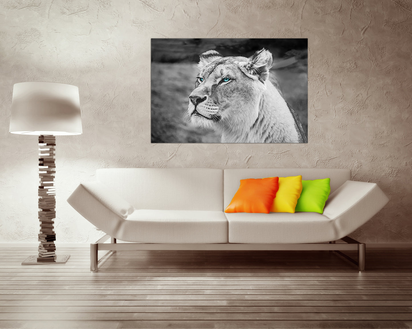 Lion canvas set Animal décor Wild cat prints Ready to hang